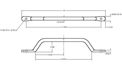 Chrome Truck Grab Handle with Two Mounting Holes - Image 2