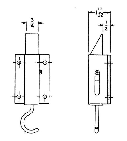 Offset Long Latch Bolt - 30° Taper, 1-1/4" Travel, Zinc Plated - Image 2