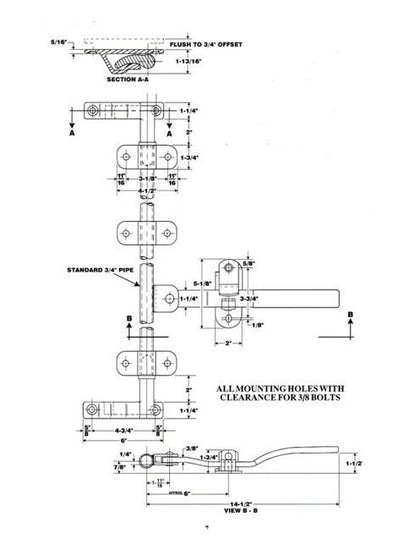 Universal Cam Two-Point Door Lock with Adjustable Handle and Narrow Keepers - Image 2