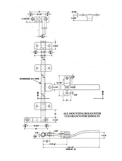Universal Cam Two-Point Door Lock with Adjustable Handle and Narrow Keepers - Image 1
