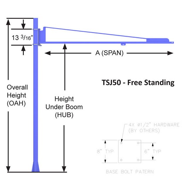 Gorbel TSJ50 50 lb Capacity Enclosed Track Free Standing Jib Crane - Image 2