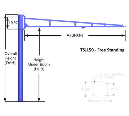 Gorbel TSJ150 150 lb Capacity Free Standing Jib Crane - Image 2