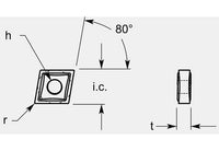 Diamond Negative Chipbreaker with Hole, 0.197/0.203 in Thickness