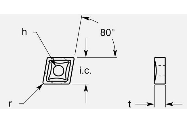 One-Sided GP1 Chipbreaker with Hole - Diamond Negative Utility (0.265 / 0.271 in) - Image 1