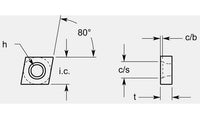 ISO Style Diamond Negative Turning Blank, 0.236 / 0.244 in