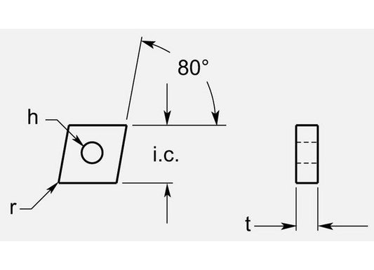 Diamond Negative Turning Blank with Hole, 0.135/0.143 in Thickness - Image 1
