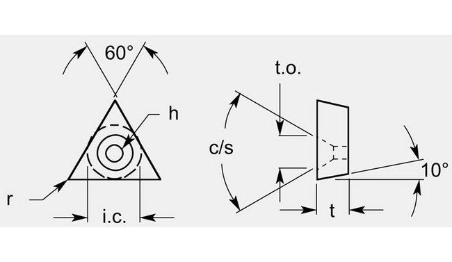 Triangle Positive Chipbreaker with Hole and Countersink, 0.198 / 0.206 in - Image 1