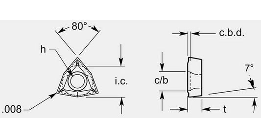 Trigon Positive Turning Blank with Hole & Counterbore, Thickness 0.202/0.206 in - Image 1