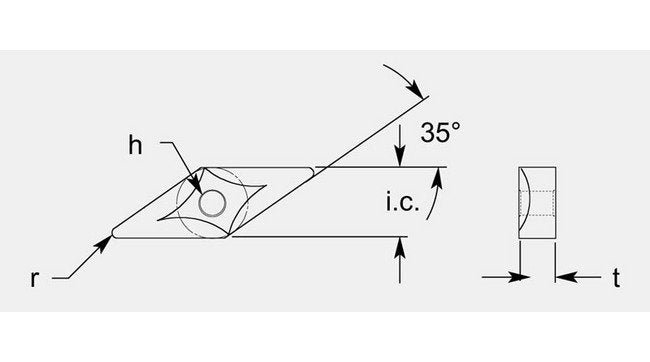 Diamond Negative R5 Chipbreaker with Hole, 1/32 in Radius - Image 1