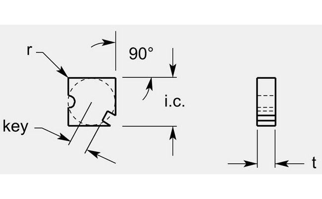 Square Negative Indexable Insert, Thickness 0.515/0.525 in - Image 1
