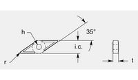 Diamond Negative F1-3 Chipbreaker with Hole, Radius 1/32 in