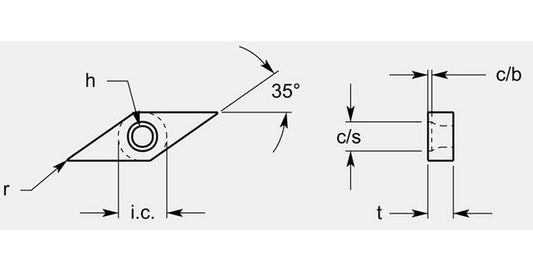 ISO Style Diamond Negative Turning Blank, 0.135/0.143 in Thickness - Image 1