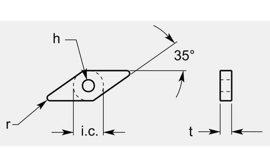 Precision Diamond Negative Turning Blank with Hole, 0.202 / 0.207 in - Image 1