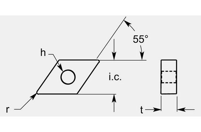 Diamond Negative Turning Blank with Hole, Thickness 0.198 / 0.206 in - Image 1