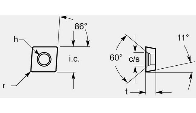 Tungsten Carbide Diamond Positive Turning Blank with Hole - Image 1