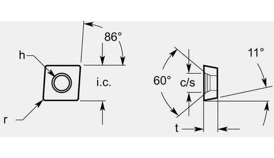 Tungsten Carbide Diamond Positive Turning Blank with Hole - Image 1