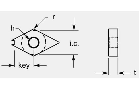 55Âº Diamond Negative Indexable Turning Blank, Key 0.412 / 0.418 in - Image 1