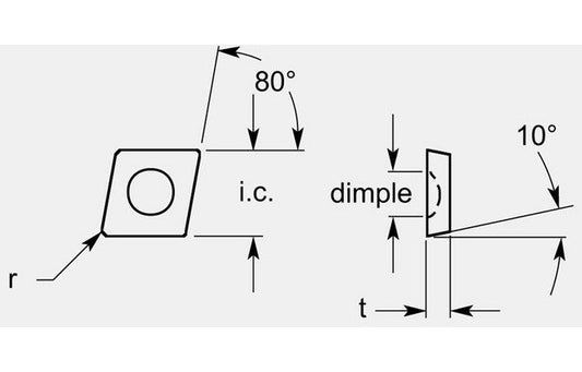 Premium Diamond Positive Turning Blanks with Dimple, 0.135 / 0.143 in - Image 1