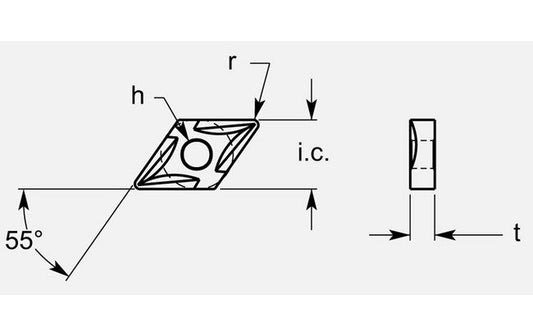 Diamond Negative R4 Chipbreaker with Hole - 0.260 / 0.266 in - Image 1