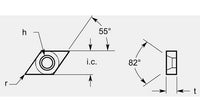 Diamond Negative Turning Blank with Hole, 0.135/0.143 in