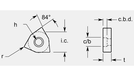 Precision Trigon Negative Turning Blank with Hole and Counterbore, 0.129/0.135 in - Image 1