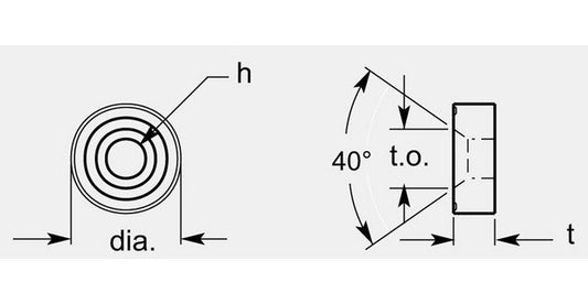 Round Negative Turning Blank with Chipbreaker Hole and Countersink, 0.318 / 0.328 in - Image 1