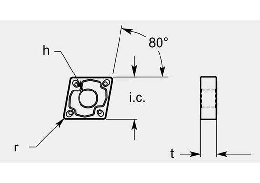 Diamond Negative GP3 Chipbreaker for Turning Blanks, 0.195 / 0.201 in - Image 1