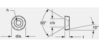 60Â° Round Positive Turning Blank with Hole and Countersink, 0.198/0.206 in