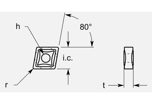 Diamond Negative GP1 Chipbreaker with Hole - 0.263/0.269 in Thickness - Image 1
