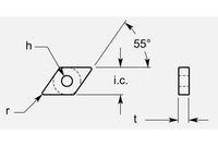 Diamond Negative Turning Blank with Hole, 0.198/0.206 in