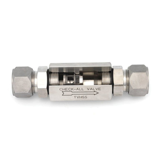 TV Style Tubing Check Valve – 1/4 in Line Size, 0.500 psi Standard Cracking Pressure - Image 1