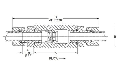 Check-All® TV Style Tubing Check Valve - 1in Line, 0.500 psi Cracking Pressure - Image 2