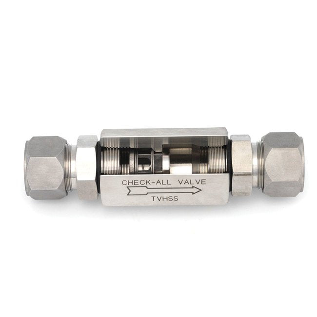Check-All® TV Style Tubing Check Valve - 1in Line, 0.500 psi Cracking Pressure - Image 1