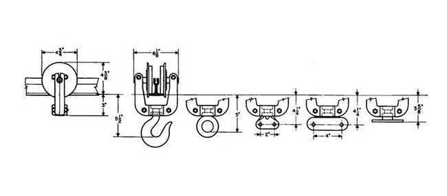 500 lb Capacity Monorail Two Wheel Trolley - Image 2