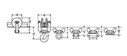 500 lb Capacity Monorail Two Wheel Trolley - Image 2