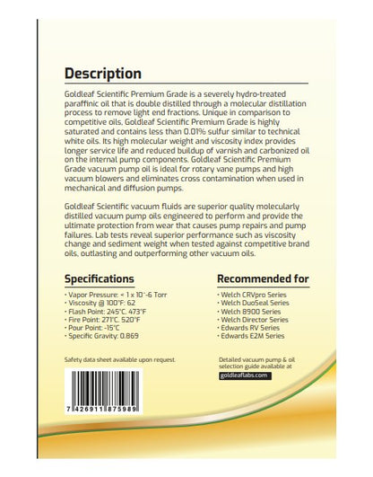 1 Quart (qt) Volume Vacuum Pump Oil - Image 2