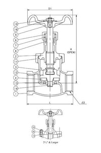 Globe Class 150 Bronze Valve - Threaded End 1 1/4 inches
