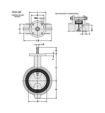 DIN Butterfly Valve, Lever Operated, Cast Iron - Series EVS Wafer Short Valve - Image 2