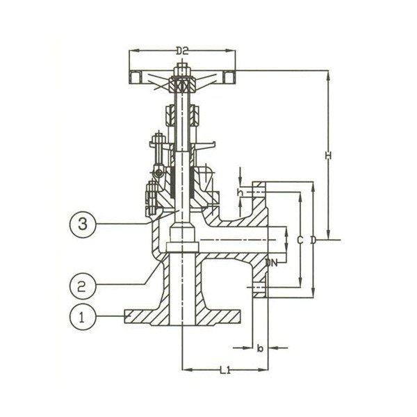 DIN Angle Valve - PN 16 Bronze Bonnet Regular Valve - Image 1