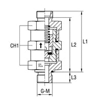 Male Stud Non Return Valve (Metric Parallel Thread) - Carbon Steel Body