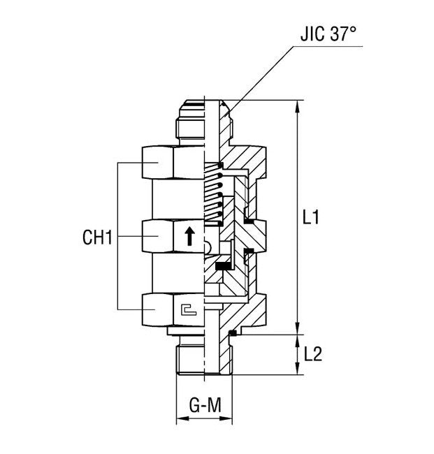 Male Stud Non Return Valve BSP Thread with Elastomer Seal - DIN Hydraulic Check Valve - Image 1