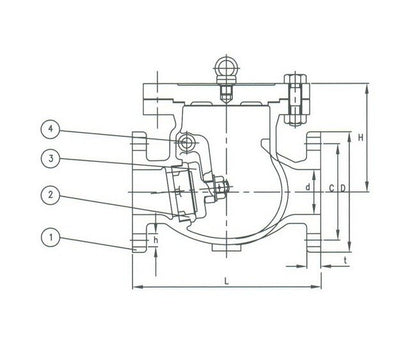Class 150 Bronze Swing Check Valve with Bolted Cover - 1-1/2 inch Flanged - Image 2