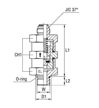DIN Male Stud Non Return Valve with O-ring Thread UNF/UN-2A - Carbon Steel