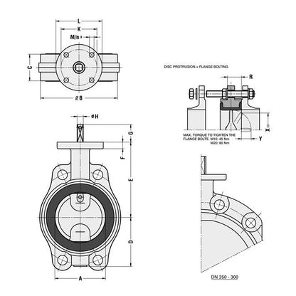 DIN Butterfly Valve, Semi Lug, Lever Operated, Cast Iron DN50 PN16 - Image 2