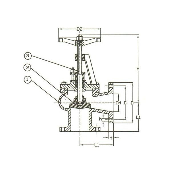 Bronze Angle Bolted Bonnet Valve PN 16 - Short Pattern, 175mm - Image 1