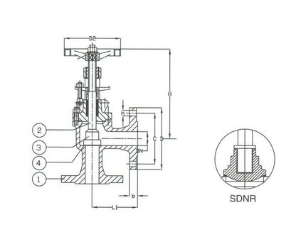 PN 16 Cast Iron Angle SDNR Valve - DIN 2501-PN16 - Image 2