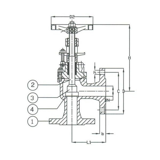 DIN Angle Valve PN40 Cast Steel Regular Valve - Image 1