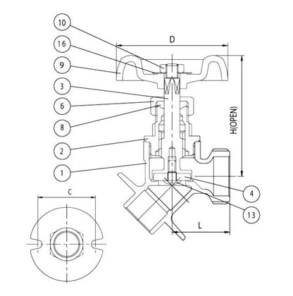 Brass Angle Sillcock with No Kink Valve 125 PSI, 1/2 inches - Image 2