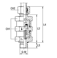 Male Stud Non Return Valve with Elastomer Seal - Metric Parallel Thread