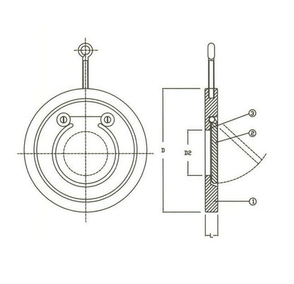 DIN PN16 Swing Check Valve, Wafer Style - Bronze - Image 2